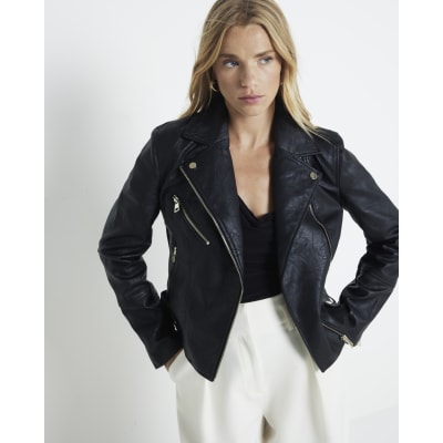  Black Faux Leather Jacket Women