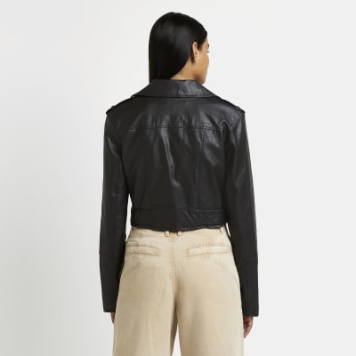 river island white leather jacket