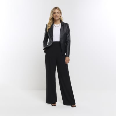 Black Faux Leather Blazer | River Island