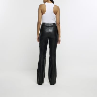 River Island suedette bootleg pants in dark brown