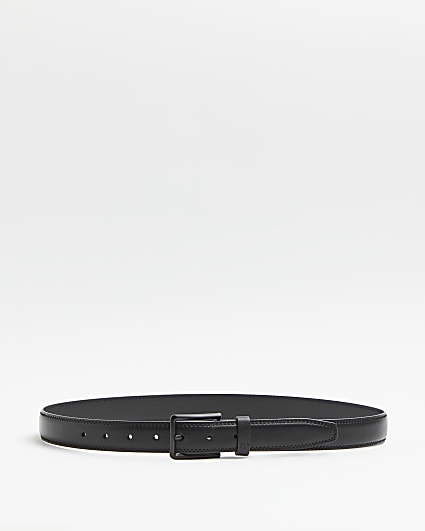 Black faux leather buckle belt