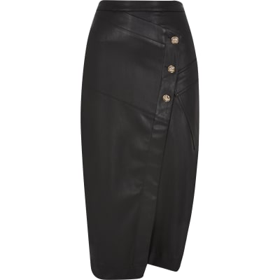 black button a line skirt