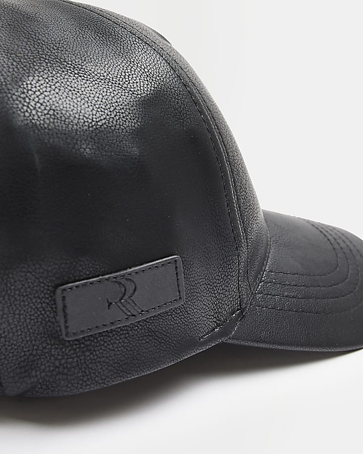 Black faux leather Cap