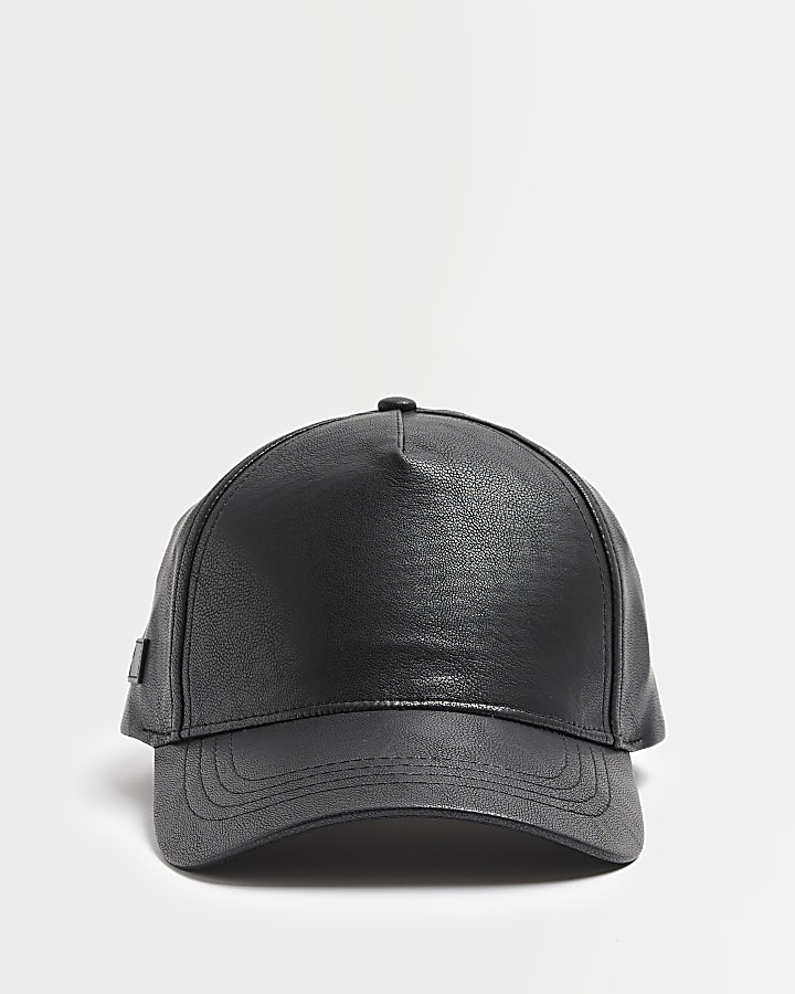 Black faux leather Cap