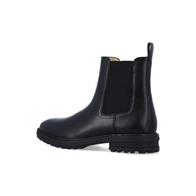 Black faux clearance leather chelsea boots