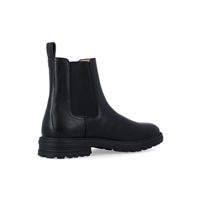 River Island Mens Black Faux Leather Chelsea Boots - 8