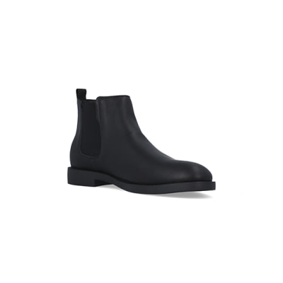 River Island Mens Black Faux Leather Chelsea Boots - 8