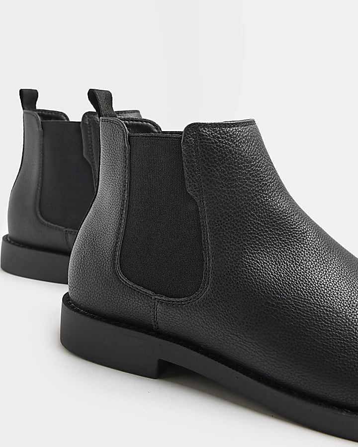 Black Faux leather Chelsea Boots
