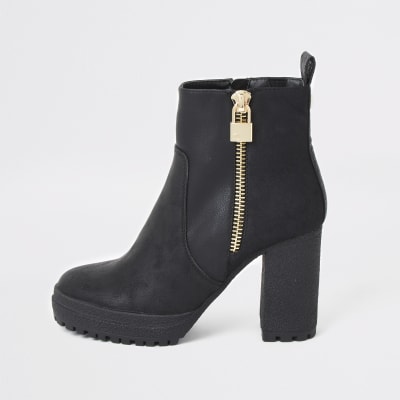 ladies block heel ankle boots