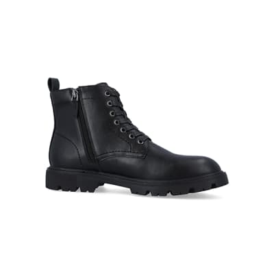 Faux leather combat store boots