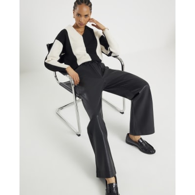 Black Faux Leather Elasticated Waist Trousers