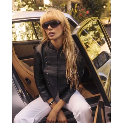 Faux Leather Fitted Drummer Jacket