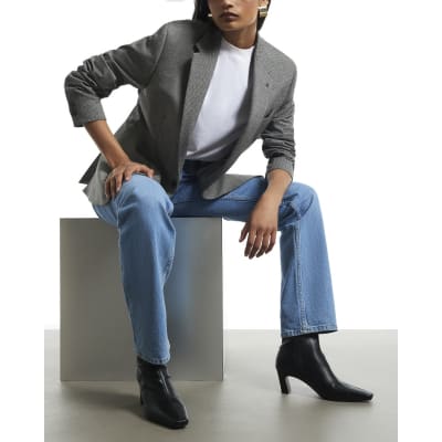 Faux Leather Heeled Ankle Boots