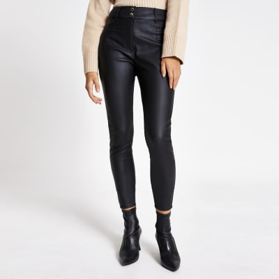 high waisted leather jeans