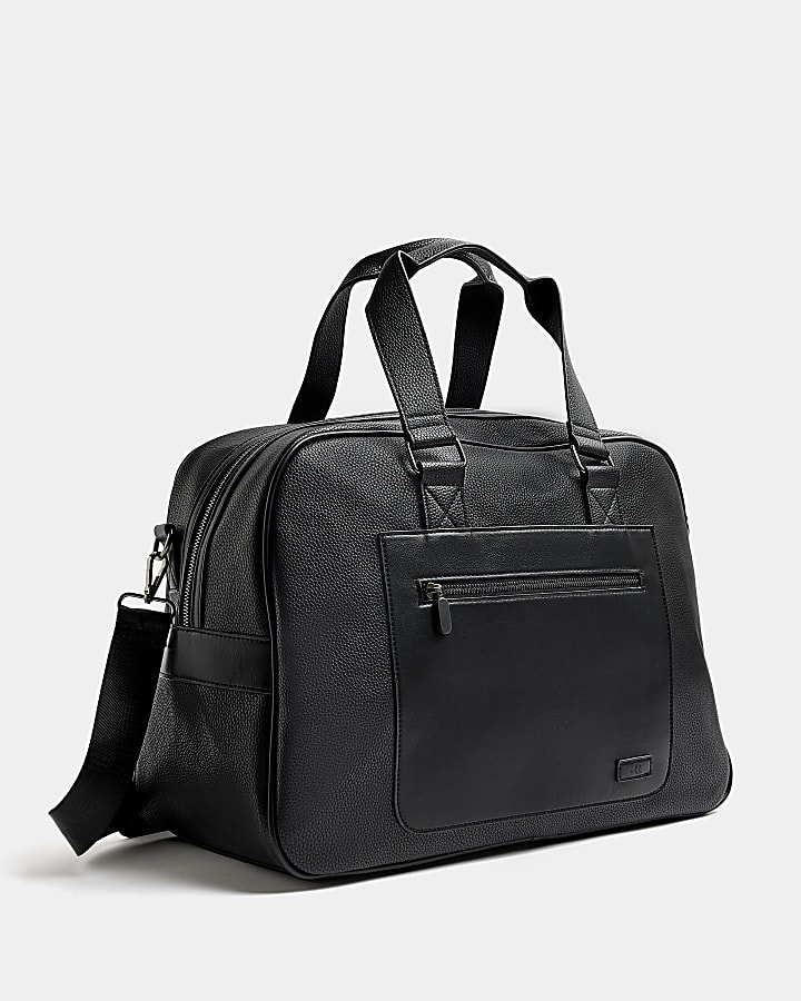 Black faux leather holdall