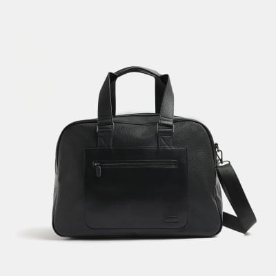 Black faux leather holdall