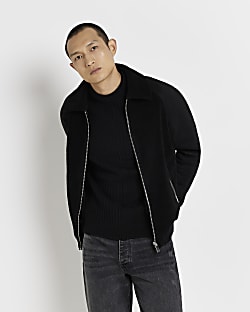 Black faux leather Hybrid shearling jacket