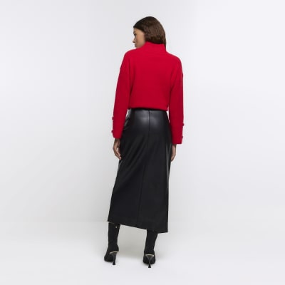 River island red hot sale leather skirt