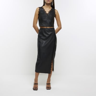 Black paperbag skirt outlet river island