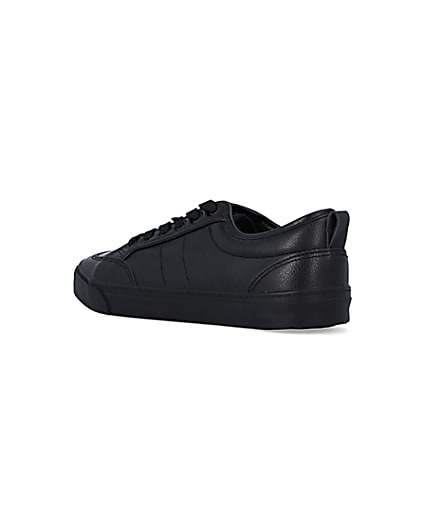360 degree animation of product Black Faux leather Lace Up Trainers frame-6