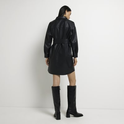 River island store leather shirt dress