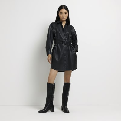 River island leather shirt sales dress