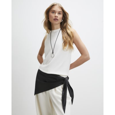 Black Faux Leather Multi Wear Scarf
