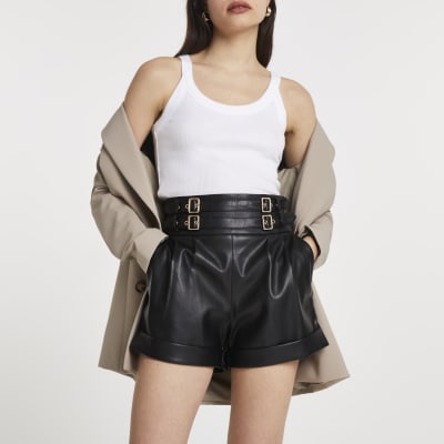 river island leather shorts