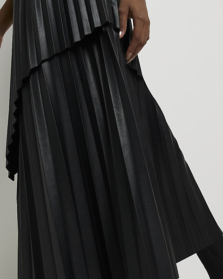 River Island Women Clothing Skirts Leather Skirts Womens faux leather pleated maxi skirt 