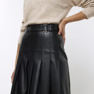 Grey leather outlet skirt river island