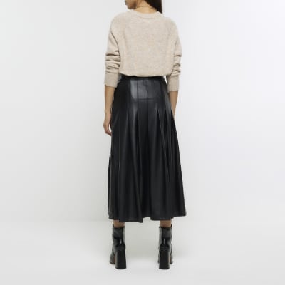 Faux leather pleated midi hotsell skirt zara