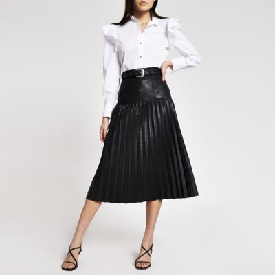 leather midi skirt uk