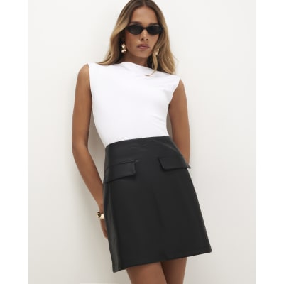 Faux Leather Pocket Detail Mini Skirt