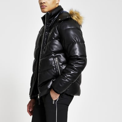 faux leather puffer jacket