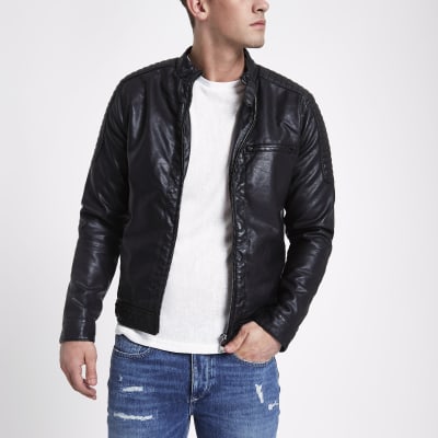 faux leather racer jacket