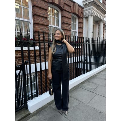 Black Faux Leather Scarf Top