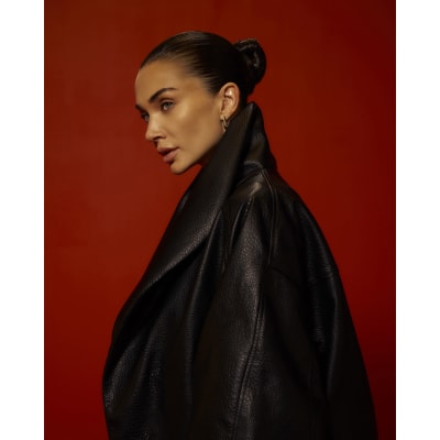 Faux Leather Shawl Collar Bomber Jacket