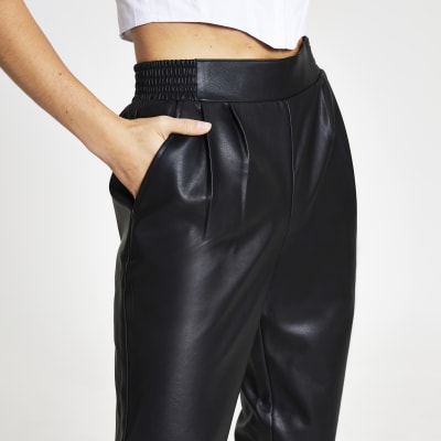 skinny leather joggers