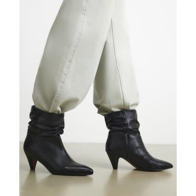 Faux Leather Slouchy Point Toe Boots