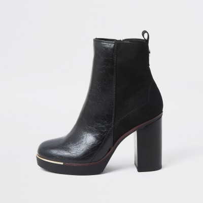 smart flat black ankle boots