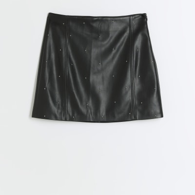 Black leather mini skirt yacht owner best sale