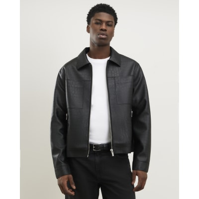 Black Faux Leather Textured Shacket