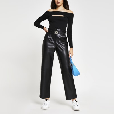 tall faux leather trousers