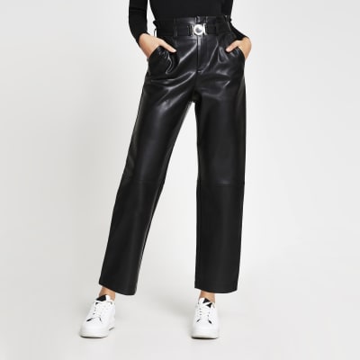 black faux trousers