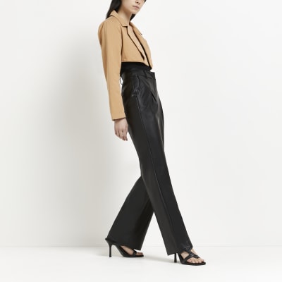  Other Stories Leather Flared Trousers in Black