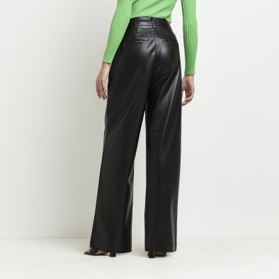 Wide Leg Leather Look Trousers