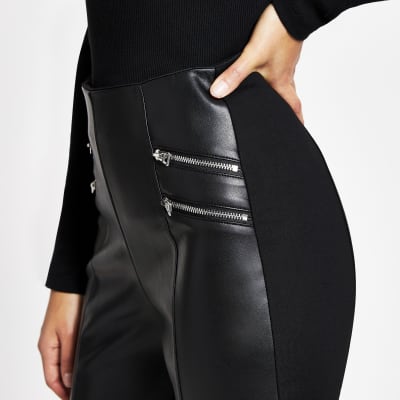 zip front leather trousers