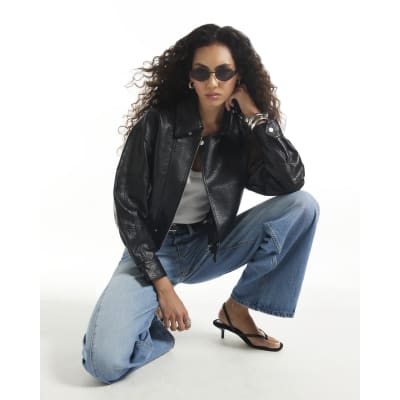 Faux Leather Zip Through Jacket