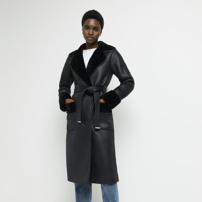 River island black hot sale trench coat