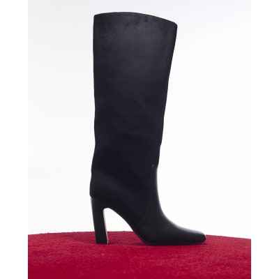 Faux Suede Block Heel Knee High Boots